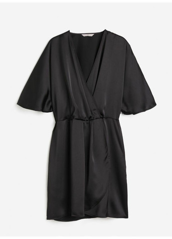 Чорна коктейльна жіноча атласна сукня н&м (55859) xs чорна H&M
