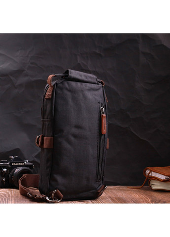Незвичайна плечова сумка для чоловіків із щільного текстилю 22187 Чорний Vintage (267932158)