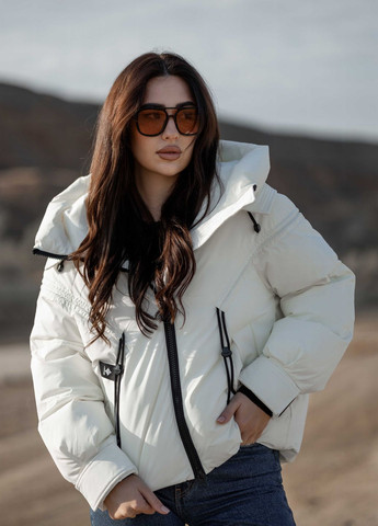 Молочная зимняя женская зимняя короткая куртка 940082 Towmy