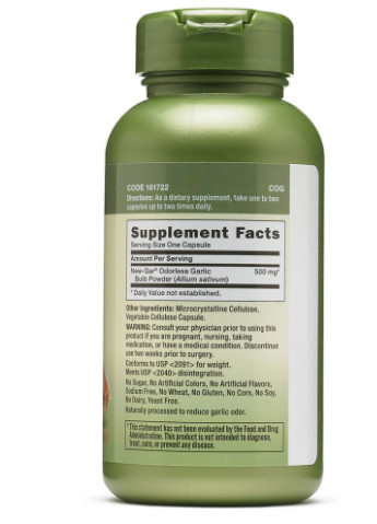 Herbal Plus Odorless Garlic 500 mg 100 Caps GNC (256723824)