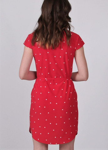 Червона кежуал сукня жіноча 004 горох білий софт червоний Актуаль