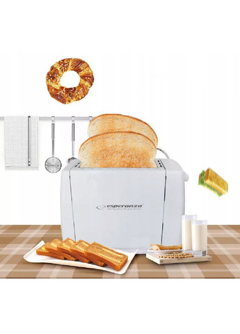 Тостер апарат машинка прилад для підсмажування хліба на 2 тости компактний портативний 600 Вт (475166-Prob) Білий Unbranded (262596923)