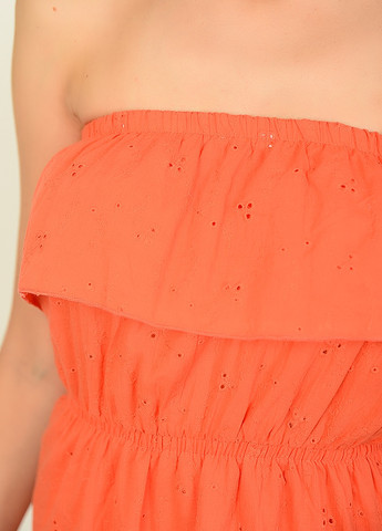 Оранжевое кэжуал платье женское оранжевое в стиле ампир Let's Shop с абстрактным узором
