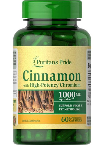 Puritan's Pride Cinnamon Complex 1000 mg with High Potency Chromium 60 Caps Puritans Pride (270199295)