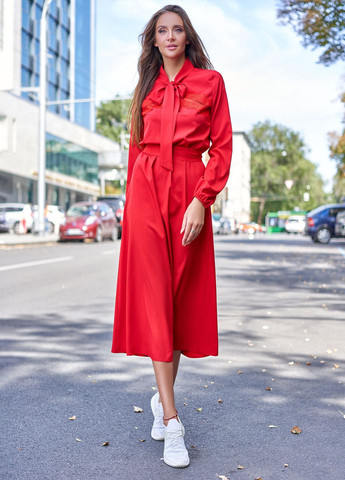 Красное повседневный платье миди Jadone Fashion однотонное