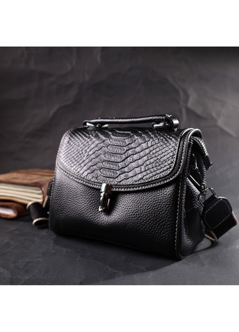 Кожаная сумка для женщин с интересной защелкой 22416 Черная Vintage (276461688)