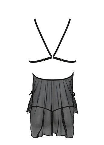 Черный сорочка deliena chemise, стринги с заниженной талией Passion