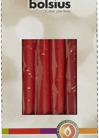 Свеча столовая конусная 24.5х2.4см красная (BOL-356841) Bolsius (263945488)