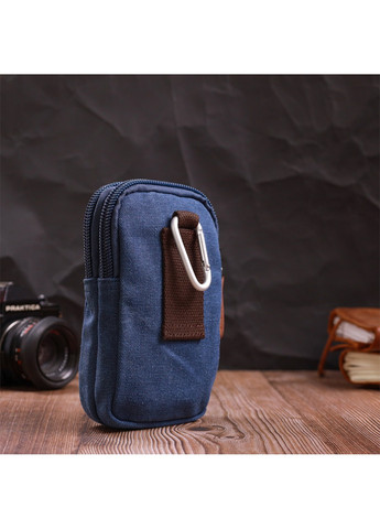Практичная сумка-чехол на пояс с металлическим карабином из текстиля 22226 Синий Vintage (267925327)