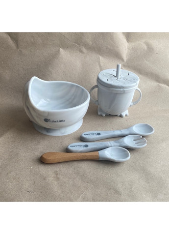 Комплект набор детской посуды чашка тарелка приборы пищевой силикон для детей малышей (475012-Prob) Белый Unbranded (260648355)