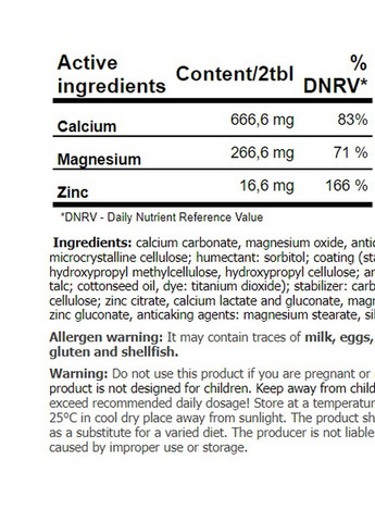 Ca+Mg+Zn 100 Tabs Amix Nutrition (257495213)