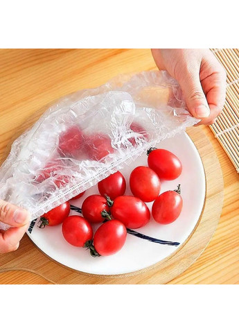 Универсальные пакеты на резинке для хранения продуктов в холодильнике крышка-чехол на тарелку (набор 100 шт.) Qsheng (260535909)