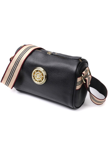 Женская сумка с украшением из натуральной кожи 22262 Черная Vintage (276457530)