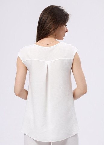 Білосніжна літня біла легка блуза подовжена по спинці 1305 Cat Orange