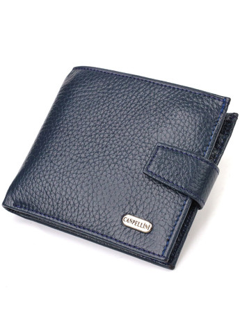 Практичний чоловічий гаманець із натуральної зернистої шкіри 21879 Синій Canpellini (259829936)