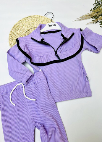 Фиолетовый демисезонный костюм для девочек с рюшами брючный Murat baby