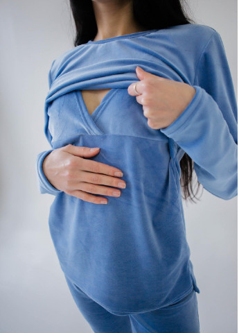 Синяя всесезон пижама для беременных с секретом для беременных HN