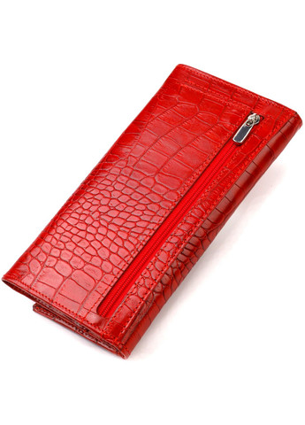 Оригинальный женский кошелек из натуральной фактурной кожи с тиснением под крокодила 21827 Красный Canpellini (259874156)
