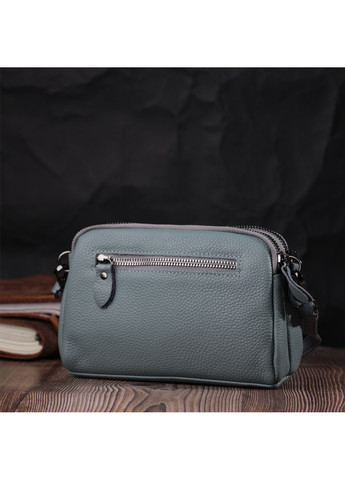 Жіноча повсякденна сумка на два відділення з натуральної шкіри 22280 Блакитна Vintage (276457573)