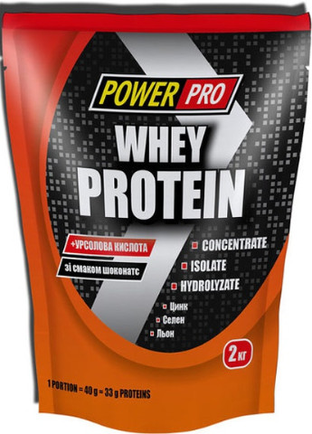 Whey Protein 2000 g /50 servings/ Шоколад + орех Power Pro (256724099)