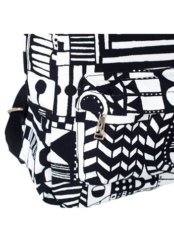 Молодежный женский рюкзак черно белый с абстрактным рисунком из джинсовой ткани среднего размера 7,5 литров No Brand (258591385)
