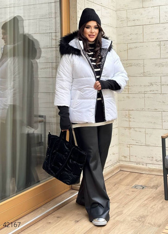 Белая зимняя теплая женская куртка Liton