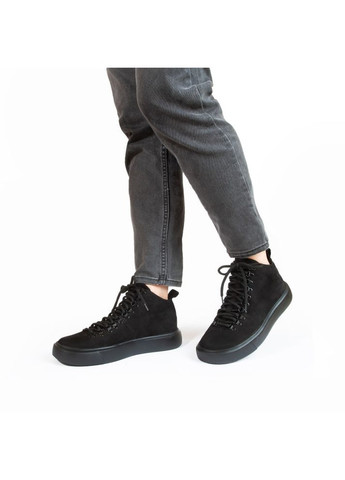 Черные осенние ботинки мужские демисезонные maksym из нубука чёрные Oldcom