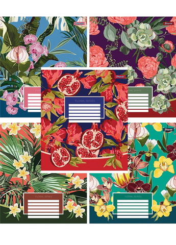 Тетрадь в клеточку 18 листов Floral series цвет разноцветный ЦБ-00222602 1 Вересня (260164587)