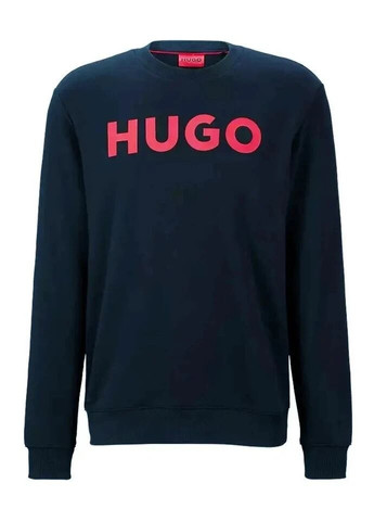 Світшот чоловічий Hugo Boss - Прямий крій напис темно-синій кежуал бавовна органічна - (262452869)