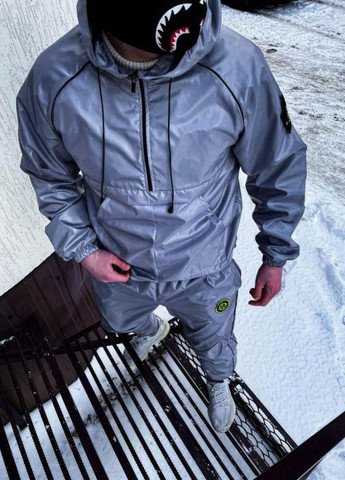 Спортивний сірий чоловічий костюм з плащівки STONE ISLAND No Brand (262090168)