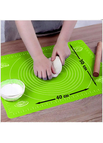 Силіконовий килимок для розкочування тіста 30х40 см салатовий A-Plus (274060175)