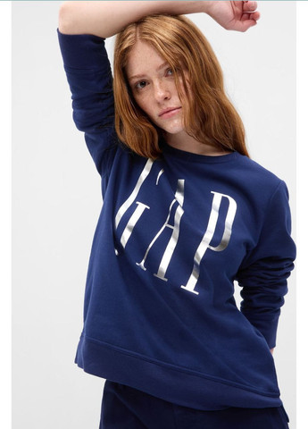 Свитшот с логотипом Gap H&M - Прямой крой однотонный синий повседневный - (265796156)