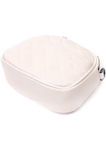 Жіноча стьобана сумка з м'якої натуральної шкіри 22326 Біла Vintage (276461677)