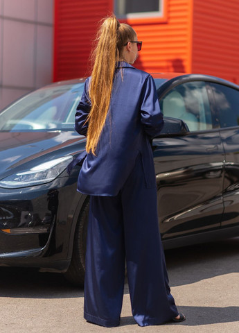 Жіночий костюм з шовку Армані сорочка та штани Темно-синій Maybel (260632330)