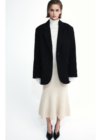 Черный женский женский оверсайз пиджак из шерстяной смеси н&м (56505) xs черный H&M - демисезонный