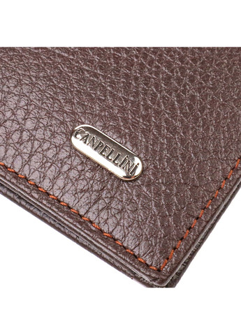 Класичний чоловічий вертикальний гаманець із натуральної шкіри 21902 Коричневий Canpellini (259829939)