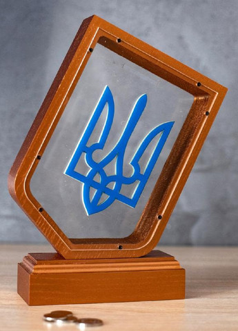 Дерев'яна скарбничка шкатулка сувенір для грошей з українським національним гербом 26х20х4 см (475816-Prob) Unbranded (271813770)