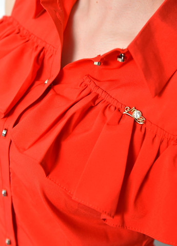 Червона літня блуза жіноча однотонна червоного кольору з баскою Let's Shop