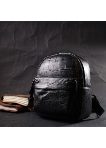 Компактный стильный рюкзак из натуральной кожи 22434 Черный Vintage (276457568)