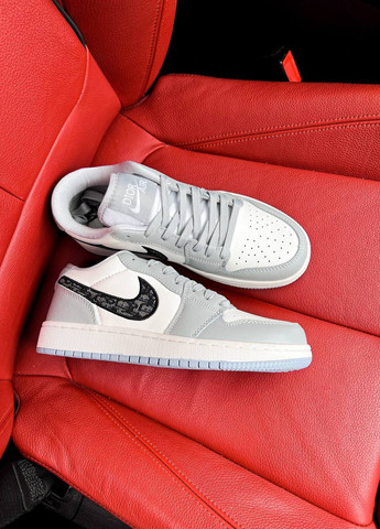 Белые демисезонные мужские кроссовки, белые (n064203-1) Nike Air Jordan 1 Low Gray Dior
