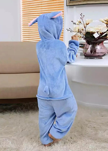 Кигуруми пижама костюм махровый на кнопках с капюшоном для детей девочек мальчиков 120 размер (475867-Prob) Стич голубой Unbranded (272805300)