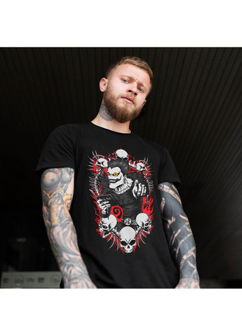 Черная футболка с принтом тетрадь смерти - рюк 2 No Brand