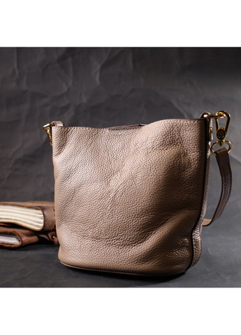 Женская сумка с автономной косметичкой внутри из натуральной кожи 22364 Бежевая Vintage (276457617)