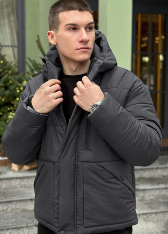Темно-сіра зимня зимова куртка No Brand