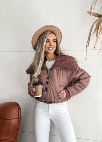 Кофейная женская укороченная курточка цвета мокко р.42/44 396843 New Trend