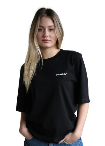 Чорна літня футболка жіноча з коротким рукавом Off-White