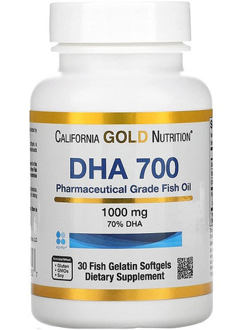 DHA 700 Fish Oil 1000 mg 30 Fish Softgels California Gold Nutrition (258574449)