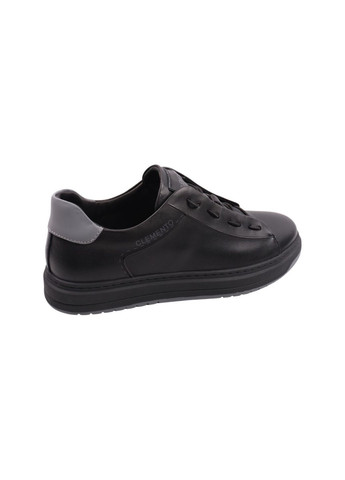 Чорні кеди чоловічі чорні натуральна шкіра Clemento 46-23DTS