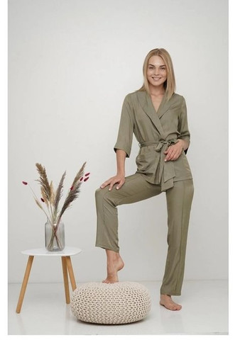 Оливковая (хаки) всесезон пижама женская футболка + брюки Modena