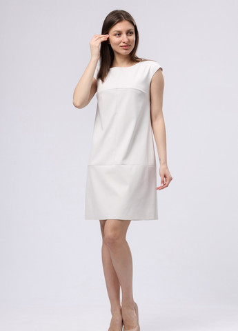 Белое кэжуал белое платье-сарафан из экокожи 5730 Cat Orange однотонное